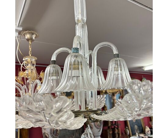 Antico splendido Lampadario Ercole Barovier . anni 30 art decò  .Vetro Murano. 