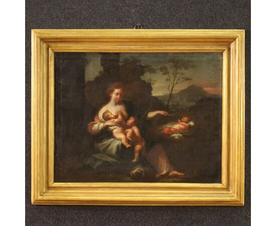 Italian painting Allegory of motherhood from the 18th century