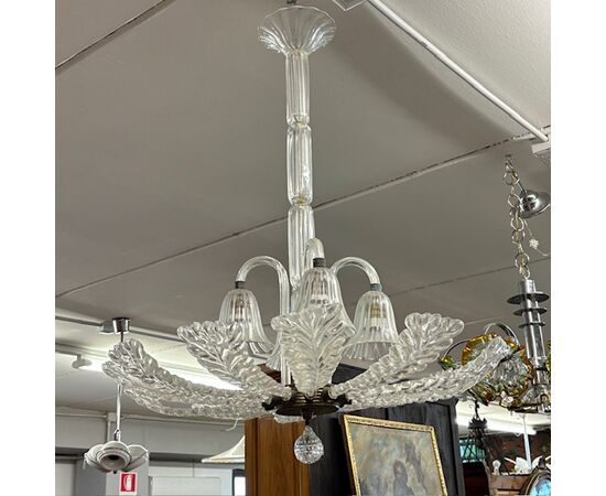 Antico splendido Lampadario Ercole Barovier . anni 30 art decò  .Vetro Murano. 