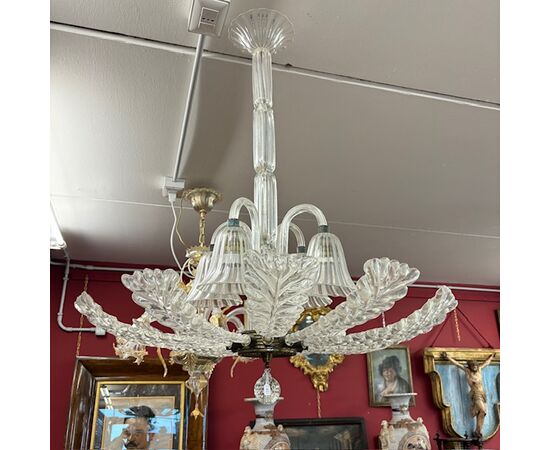 Antico splendido Lampadario Ercole Barovier . anni 30 art decò  .Vetro Murano. 