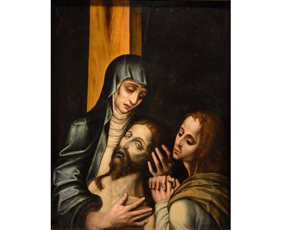 La Pietà con San Giovanni, Luis de Morales, Detto ‘El Divino’ (Badajoz 1509 – 1586) bottega di