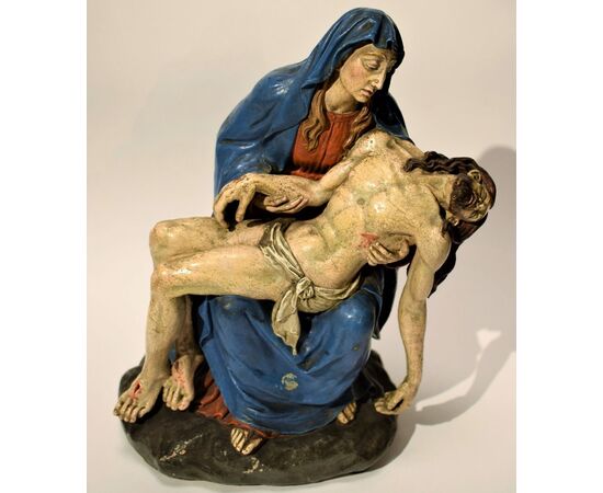 "Pietà" Scultura in terracotta policroma 1750 c.