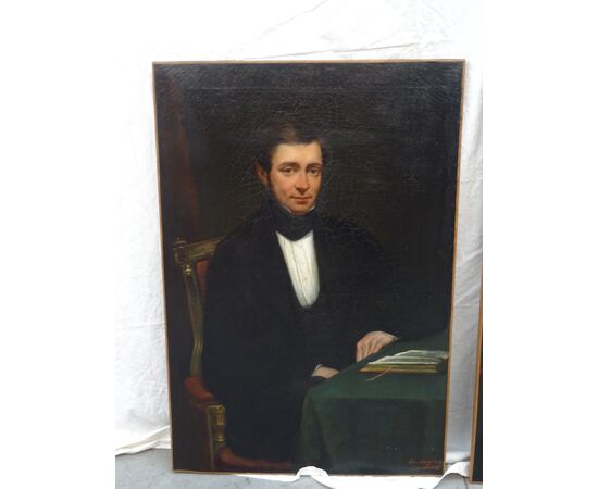 Coppia dipinti olio su tela datati e firmati 1840 Tito Marzocchi De Bellucci