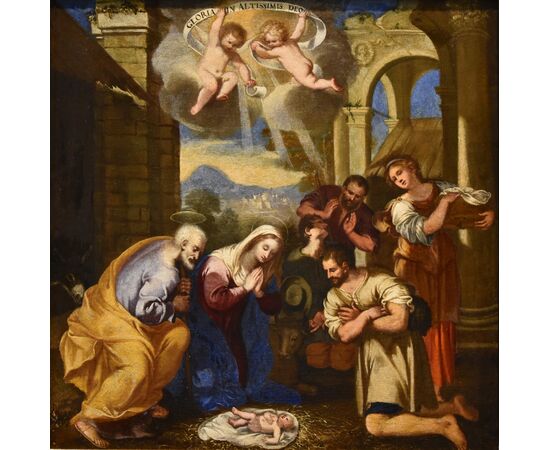 Natività con adorazione dei pastori, Giacinto Gimignani (Pistoia, 1606 - Roma, 1681) bottega