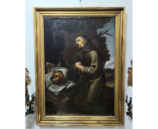 Dipinto antico San Francesco in Preghiera Secolo XVII Maniera Ludovico Cardi detto il Cigoli