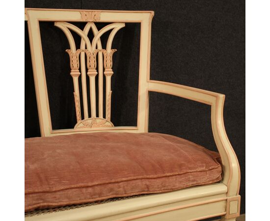 Sofa in lacquered and painted wood in Louis XVI style