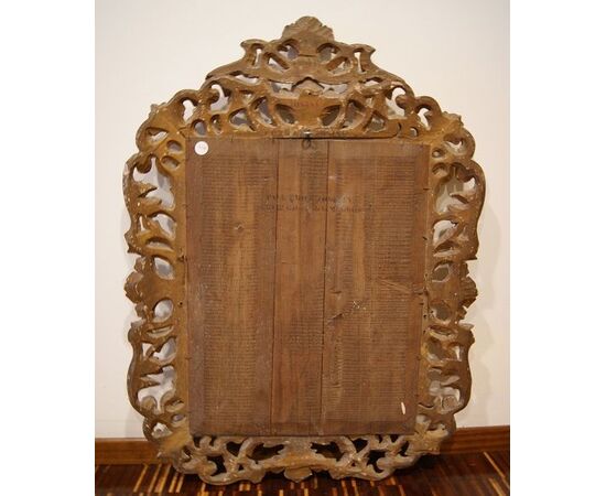 Antica stupenda specchiera francese del 1800 stile Luigi XIV in legno dorato foglia oro