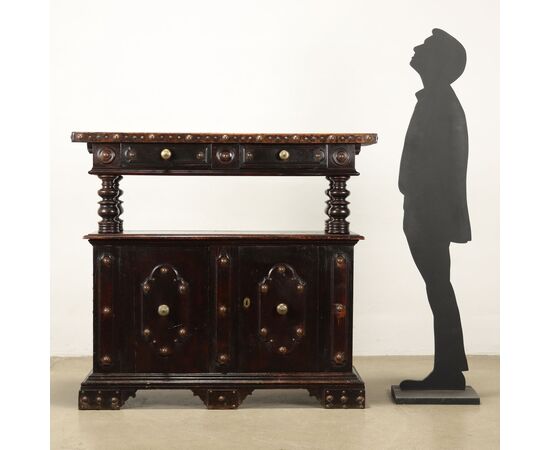 Credenza con Alzata di Gusto Barocco Emiliano Inizio XX Secolo