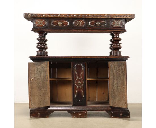 Credenza con Alzata di Gusto Barocco Emiliano Inizio XX Secolo