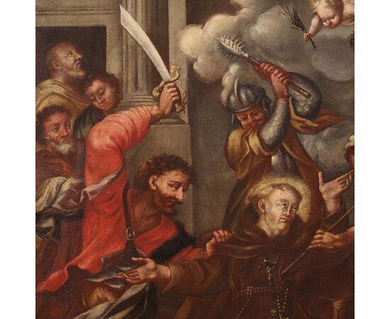 Religious painting from 18th century, the martyrdom of Saint Fidelis