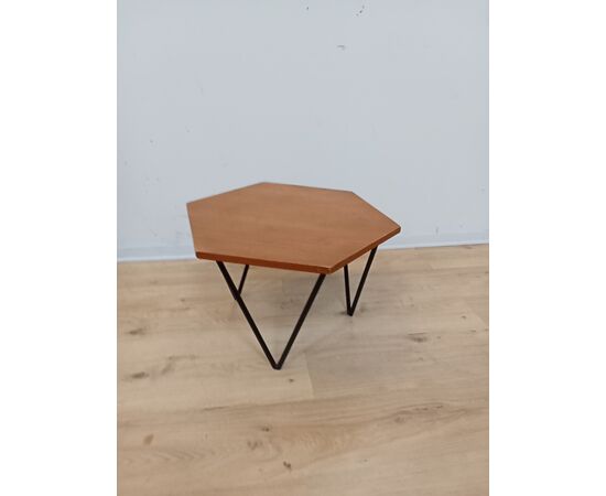 Tavolino da salotto di modernariato in teak e ferro - anni 50/60 - vintage