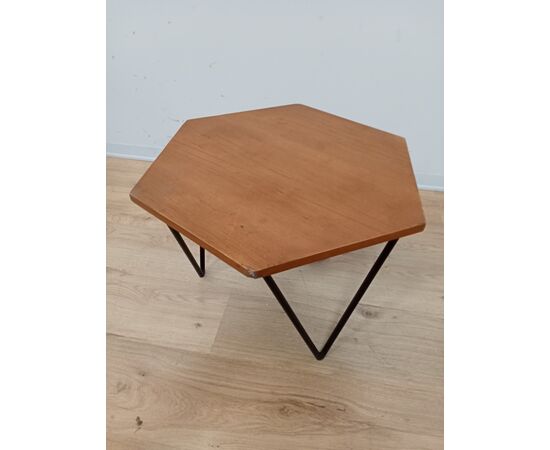 Tavolino da salotto di modernariato in teak e ferro - anni 50/60 - vintage