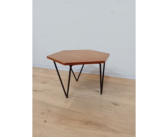 Tavolino da salotto di modernariato in teak e ferro - anni 50/60 - vintage