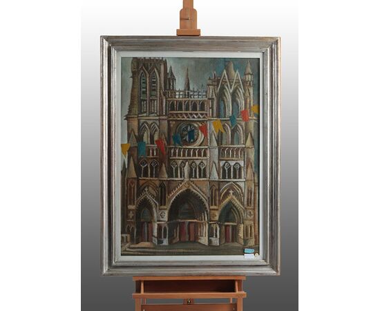 Olio su tela di Marcello Scuffi raffigurante Cattedrale Notre Dame D'Aamiens