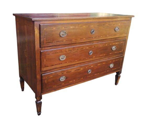 Louis XVI Emilian chest of drawers inlaid Rolo     