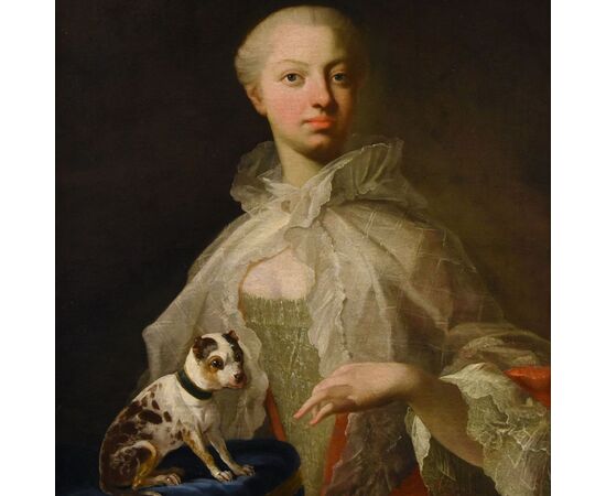 Ritratto di nobildonna con cagnolino, Louis Michel van Loo (Toulon 1707– Parigi 1771)