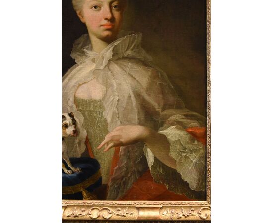 Ritratto di nobildonna con cagnolino, Louis Michel van Loo (Toulon 1707– Parigi 1771)