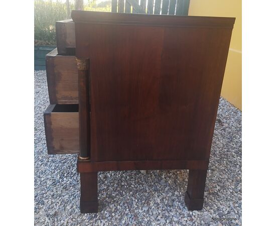 Empire chest of drawers two and a half Lombard drawers in walnut     