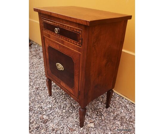 Louis XVI bedside cabinet inlaid Bologna     