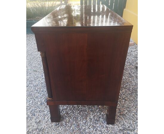 Empire chest of drawers two and a half Lombard drawers in walnut     