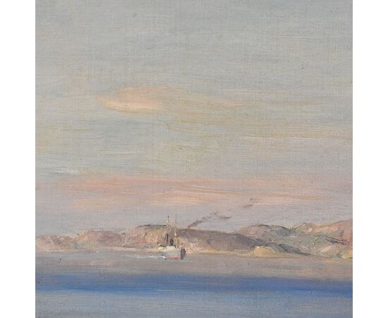 DIPINTI ANTICHI DI MARINE, PAESAGGIO MARINA, SVEZIA, OLIO SU TELA, XIX SECOLO. (QM611)   