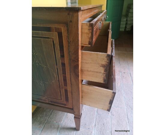 Louis XVI Emilian chest of drawers inlaid Rolo     