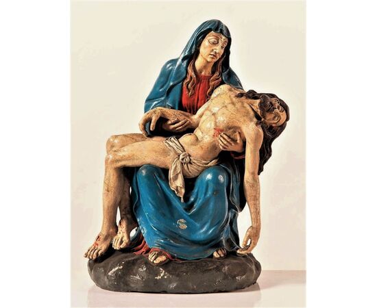 "Pietà" Scultura in terracotta policroma 1750 c.