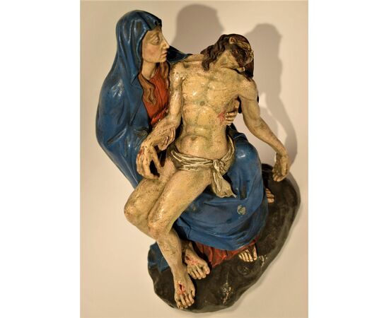 "Pietà" Scultura in terracotta policroma 1750 c.