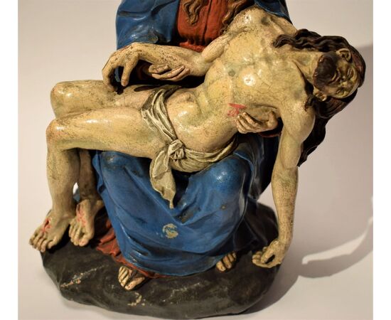 "Pietà" Scultura in terracotta policroma 1750 c.