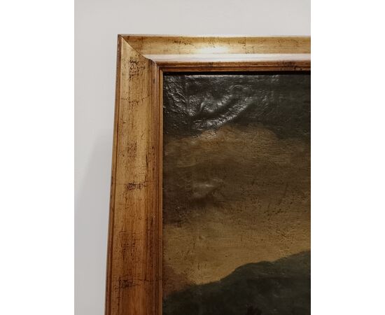 Grande quadro olio su tela paesaggio bucolico - dipinto fine 800 - 142x116 cm !!