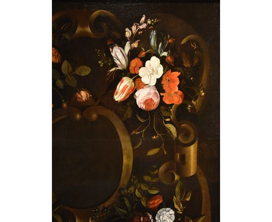 Ghirlanda di fiori con cartiglio, Frans van Everbroeck (Anversa, 1628 – Londra 1693) 