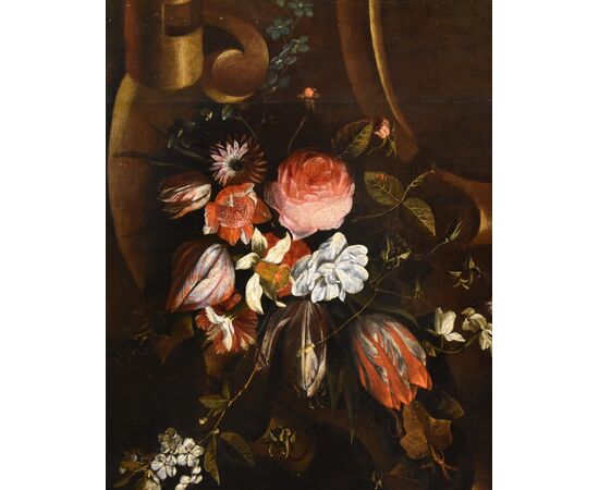 Ghirlanda di fiori con cartiglio, Frans van Everbroeck (Anversa, 1628 – Londra 1693) 