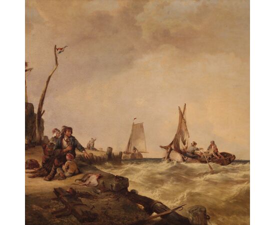 Flemish painting seascape from the second half of the 19th century