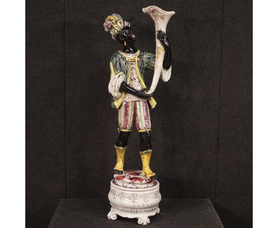 Italian sculpture in glazed ceramic Venetian Moor