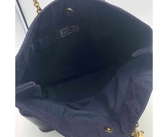 GIANNI VERSACE Borsa Shopper Vintage in Tela Col. Blu Andy Warhol M