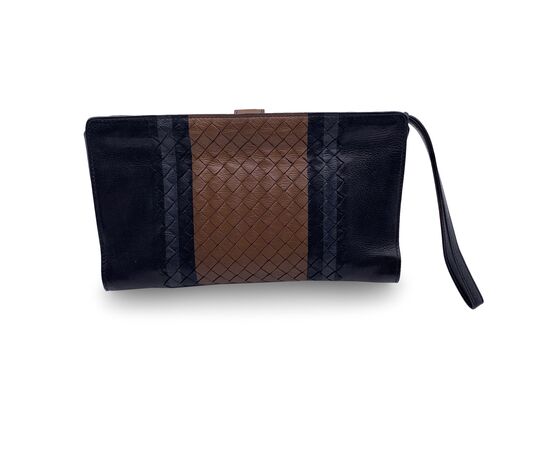 BOTTEGA VENETA Pochette in Pelle Col. Nero Intrecciato S