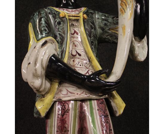 Italian sculpture in glazed ceramic Venetian Moor