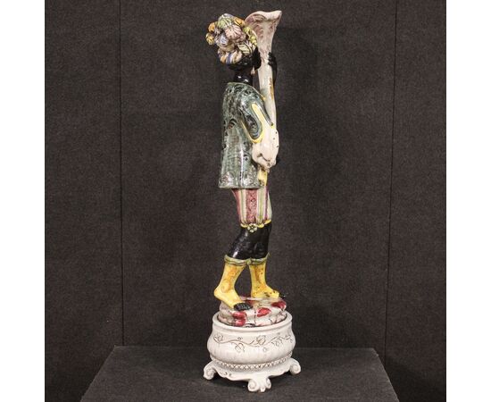 Italian sculpture in glazed ceramic Venetian Moor