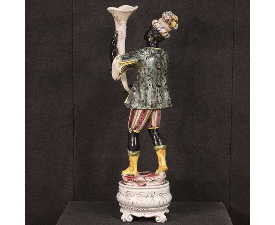 Italian sculpture in glazed ceramic Venetian Moor