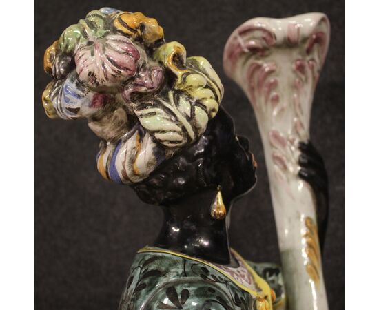 Italian sculpture in glazed ceramic Venetian Moor