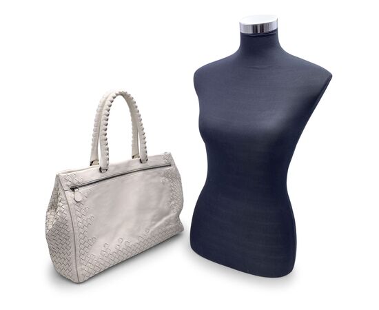 BOTTEGA VENETA Borsa Shopper in Pelle Col. Bianco n.a. M