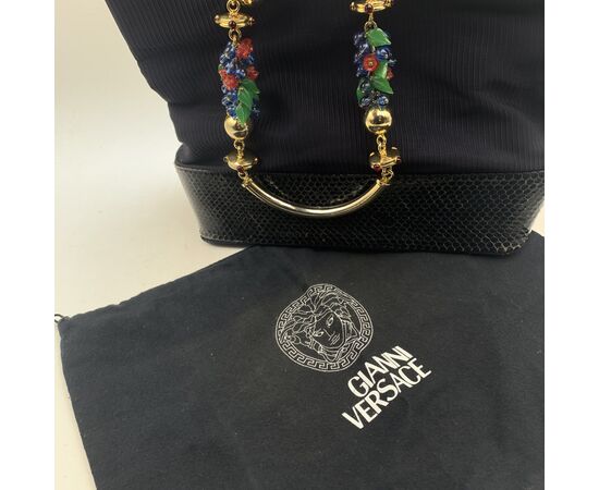 GIANNI VERSACE Borsa Shopper Vintage in Tela Col. Blu Andy Warhol M