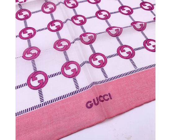 GUCCI Foulard Vintage in Cotone Col. Rosa n.a.