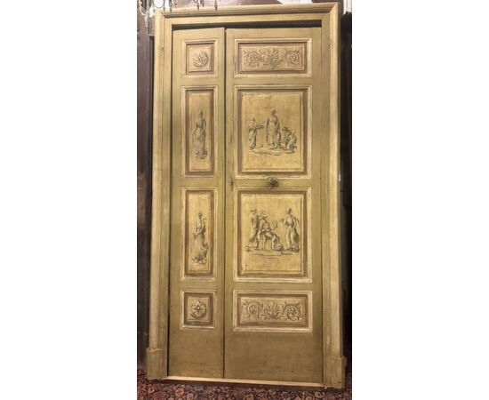 PTL686 - Porta in legno laccato, luce cm L 97 (62+35) x H 226  