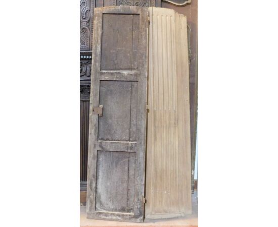  PTI741 - Porta in legno a due battenti, misure cm L 123 x H 233 