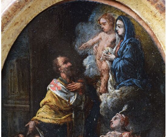 Rame XVII secolo San Nicola di Bari con la Vergine e il Bambino