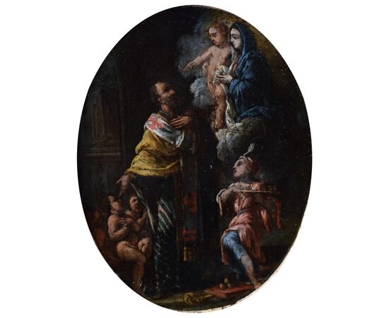 Rame XVII secolo San Nicola di Bari con la Vergine e il Bambino