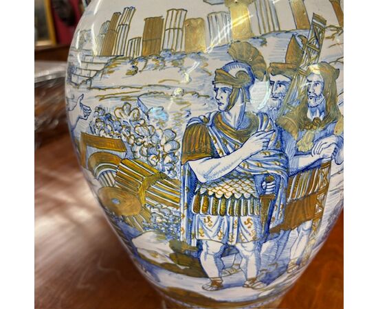 Antico vaso in maiolica a lustro Gualdo Tadino  art decò 1940  Manifattura mastro Giorgio H 38 L 32 