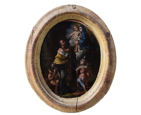 Rame XVII secolo San Nicola di Bari con la Vergine e il Bambino