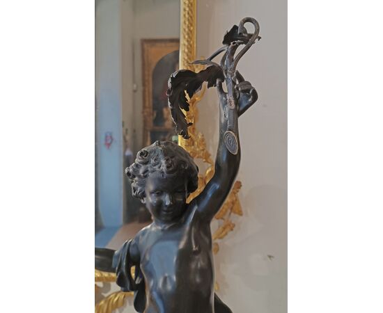 STATUETTA IN BRONZO DIONISO BAMBINO MOREAU FINE XIX SECOLO